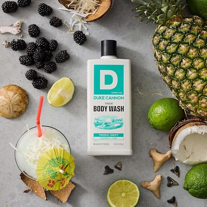 Duke Cannon Supply Co. THICK High Viscosity Body Wash for Men - 18 fl oz - Tropic Drift - Coconut + Lime Scent - Mineral-Enriched, Cleansing Shower Gel