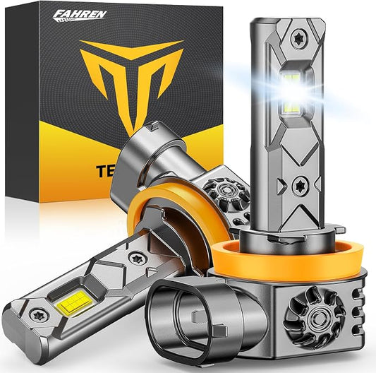Termitor 2026 Upgraded & Morden H11/H9/H8 LED Bulb, 50000LM 1400% Ultra-Bright Real 1:1 Mini Size H11 H9 H8 Fog Light, 6500K 75000+ Lifespan Quick Install, Headlight Bulb Retainers Pack of 2