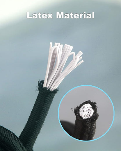 2 Pack Black Cargo Nets, Heavy Duty Latex 17"X17" Bungee Net Stretches to 34"x34", Gear Helmet Luggage Net with Tight 2.3"x2.3" Mesh & 12 Adjustable Plastic Hooks for Motorcycle, Bike, ATV