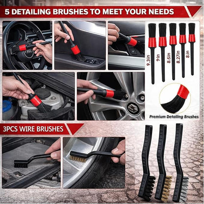 63PCS Car Wash Cleaning Kit,Car Wash Brush with Long Handle,Car Detailing Kit with Foam Gun,Car Cleaning Supplies,Handheld Vacuum, Car Detailing Kit (63PCS)