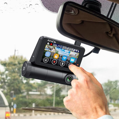 ROVE R3 Dash Cam Front and Rear with Cabin, 3” IPS Touch Screen, 3 Channel Dash Cam 1440P+1080P+1080P, IR Night Vision, 5GHz WiFi, Up to 30MB/s Download Speed, Quad-Mode GPS, Supports 512GB Max
