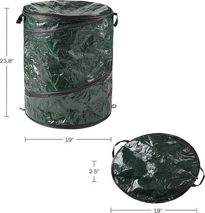 29.5-Gallon Pop up Outdoor Garbage Can Set - Set of 2 Collapsible Trash Cans for Parties, Yard Waste, or Laundry - Camping Accessories by Wakeman