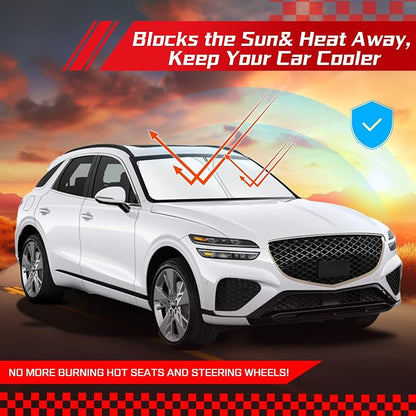 ARISMOTOR Windshield Sun Shade for Genesis GV70 2022-2025 2026, Custom Fit Foldable Front Window Sunshade Sun Visor Protector, Block UV Rays Keep Your Car Cooler