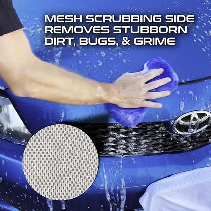 Formula 1 Super Car Wash Sponge Two-Sided Microfiber Sponge with Mesh Scrubber Side Intense Clean Durable & Effective Car Cleaning Supplies