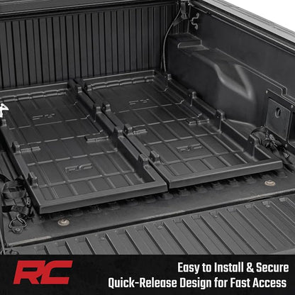 Rough Country Slide-Out Truck Bed Cargo Tray - Mid-Size Bed Organizer for 5' & Shorter Beds, Heavy-Duty Polyethylene, UV-Protected, Easy Tailgate Access