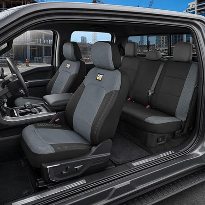 CAT MeshFlex Seat Covers Full Set for Full-Size Pickup Trucks Only - Gray | Front Bucket Seat Covers & 60/40 Split Rear Bench Protector – Interior Accessories For F-150, Silverado, Ram, Sierra & Tundra