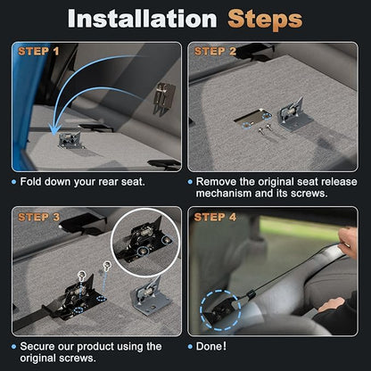 Rear Seat Release Kit, Compatible with 2009–2025 Ford F-150 F-250 F-350 F-450 & Raptor SuperCab SuperCrew, Pre-Assembled Rear Seat Release Lever, Maximize Vehicle Storage Space