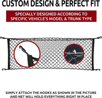 Back Seat Style Automotive Elastic Trunk Mesh Cargo Net for Mazda CX5 S Carbon Premium Turbo 2023-2026 -Premium Trunk Organizer and Storage - Luggage Net for Crossover - Car Organizer for Mazda CX5