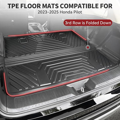 YITAMOTOR Cargo Trunk Liner Compatible with 2023-2025 Honda Pilot, Cargo Mat with Backrest Mat Behind 3rd Row Back Seat Protector, All Weather Custom Fit Black Cargo Mats
