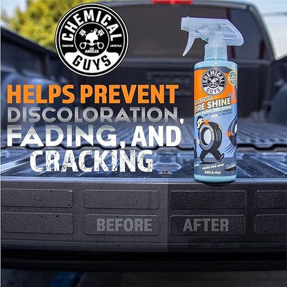 Chemical Guys Tire Kicker Extra Glossy Tire Shine Spray, 16 fl oz | Includes foam applicator; works on rubber, vinyl and plastic; for cars, trucks, motorcycles, RVs and more
