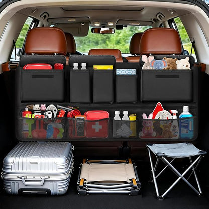 MoKo Trunk Organizer for SUV, Car Organizer with 10 Pockets Large Capacity & 3 Adjustable Straps for Easy Installation, Hanging Car Storage Universal Fit for Sedans, SUVs, MPVs, Trucks, 43.3 x 18.9in