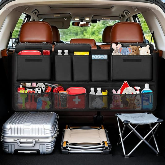 MoKo Trunk Organizer for SUV, Car Organizer with 10 Pockets Large Capacity & 3 Adjustable Straps for Easy Installation, Hanging Car Storage Universal Fit for Sedans, SUVs, MPVs, Trucks, 35.5 x 18.2in