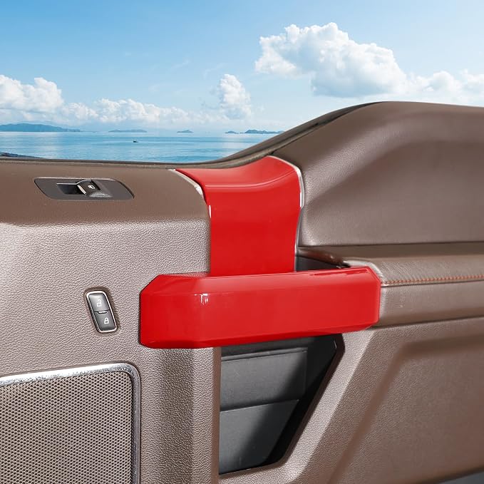 Jimen Compatible with Ford F150 4 Door 2015-2020, 8PCS Inner Door Handle Cover Trim Kits (Red)