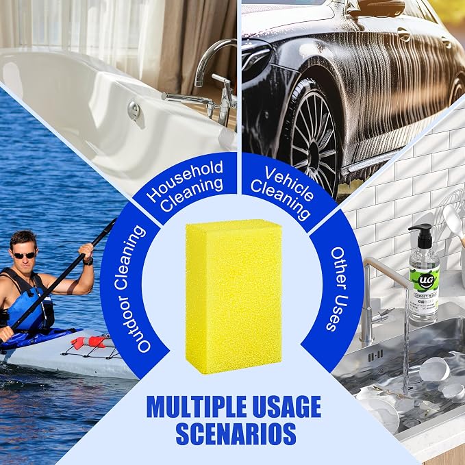 DECOHS 2 Pcs Bug Scrubber Sponge- Reusable Car Bug & Tar Remover Sponge- Car Wash Cleaning Scrub Sponges for Car Detailing (Yellow)