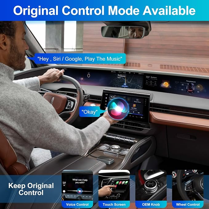 Wireless Carplay and Android Auto Adapter - Android Carplay for iPhone 6+/2016+ Cars, USB/Type-C Bluetooth Wireless Auto Car Adapter with 5Ghz WiFi Bluetooth Connection