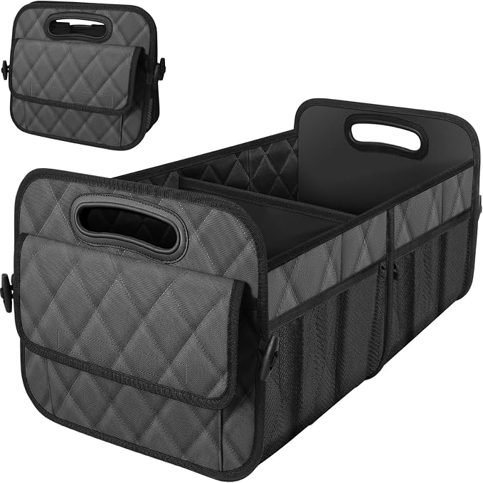 Deosk Car Trunk Organizer for SUV, Car Organizers and Storage with Reinforced Handles, Car Accessories for Women/Men 70L Waterproof Polyester Trunk Organizer(Large, Charcoal)