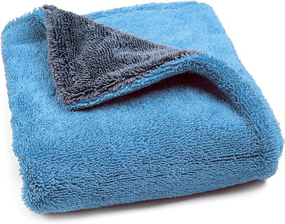 LIVOS 1000GSM Car Drying Towel, 18" x 24" Dual Sided Microfiber Towels for Cars, Ultra Absorbent Lint & Scratch-Free, Edgeless Twisted-Loop, Premium Wash Towel, Blue&Grey