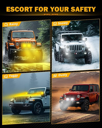 Auxbeam 7 Inch LED Pod Lights, V-MAX Series Offroad Driving Cube Lights with Amber DRL& Backlight, 228W Super Bright Spot Flood Combo Beam Universal Auxiliary Ditch Light with Amber Cover, 2PCS