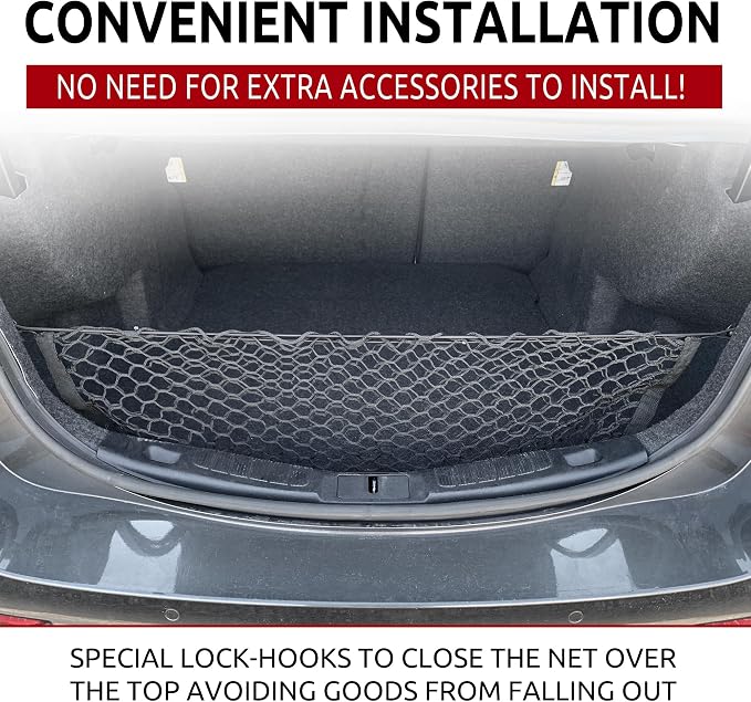 Envelope Style Trunk Mesh Cargo Net for Ford Fusion 2017 - 2020 - Car Accessories - Premium Trunk Organizers and Storage - Cargo Net for SUV - Vehicle Carrier Organizer for Ford Fusion 2017 - 2020