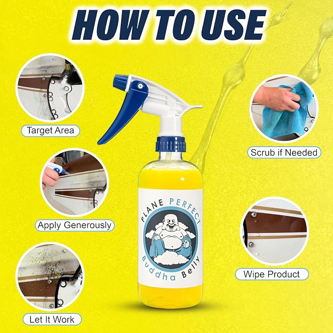 Plane Perfect Buddha Belly Oil & Grease Cleaner - Heavy Duty Aviation Grade Citrus Degreaser Spray - Multi Surface Cleaner for Automotive Engine, Aircraft, Car, Truck & RV | 1 Gallon