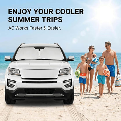 for Ford Explorer 2011-2019 Windshield Sun Shade Front Window Shade Custom Fit Explorer Accessories Sun Visor Foldable Shade Blocks UV Rays Summer Must Have Car Accessories