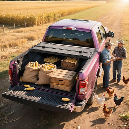 OEDRO Low-Profile Hard Quad-Fold Tonneau Cover Compatible with Toyota Tacoma 2024 2025 2026 (Excl. Trail Edition) 5ft Bed with Tacoma Bed Rail, One-Handed Quick Release, Drainage Design