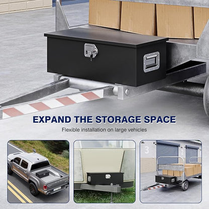 Yizosh 30 Inch Steel Heavy Duty Truck Bed Tool Box, Trailer Tongue Tool Box with Lock and Keys, Tool Box for Storage, Utility Trailer Tool Box for Truck, Pickup, RV, Trailer