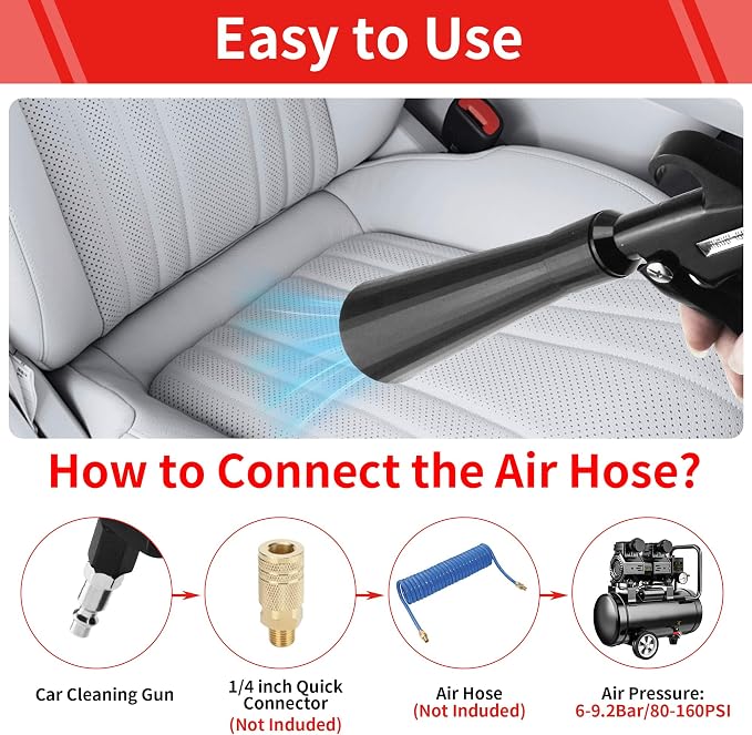 HANDY High Pressure Car Interior Cleaning Gun Interior Dryer Hair Dryer Car Detail Gun Fast Drying Blows Away Dust and Dirt Using Air