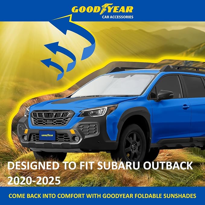 Goodyear Foldable Windshield Sunshade for Subaru Outback 2020-2025, Car Accessories, Sunshade Cover, Sun Shade Car Windshield, Window Sun Blocker - GY008280