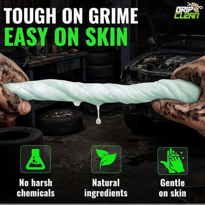Grip Clean Heavy Duty Hand & Tool Cleaning Wipes – Waterless Hand Cleaner for Mechanics, Garage & Shop Use – Dual-Sided Grease, Oil & Paint Remover Wipes with Citrus Scent - 72ct (6 Pack)
