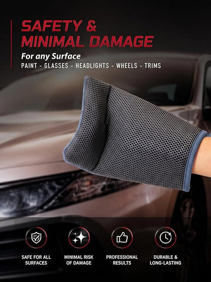 TAKAVU Auto Detailing Clay Mitt 1 Pack 9.7x6.3 inches, Magic Clay Bar Mitt Premium Mesh and Microfiber for Remove Dirts Mud Grime, Car Cleaning Detail Glass Wheel Windshield (Grey)