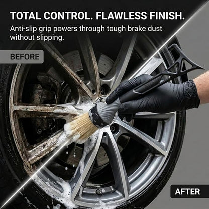 Boars Hair Detailing Brush, 3 in 1 Patent Pending in House Design from Proper. Detail Automotive Interior or Exterior, get Professional Results with Proper Detail Brushes Car Detailing