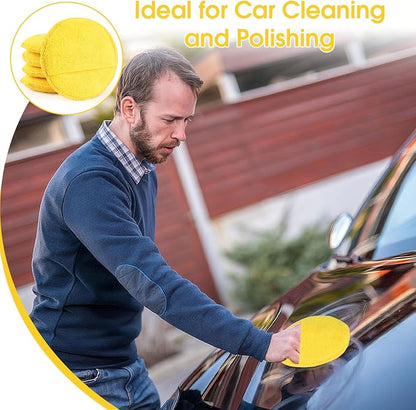 10 Pack Wax Applicator Pads, Microfiber Applicator Pad with Finger Pocket, Foam Car Wax Applicator Pad for Car Cleaning and Polishing (Yellow)