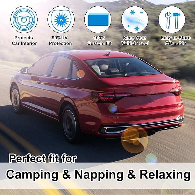 TINGLU Window Shades for Volkswagen VW Jetta 2019-2025 2026 Accessories Car Side Full Windows Triangular Windshield Sun Shade Sun UV Rays Privacy Protection 7PCS