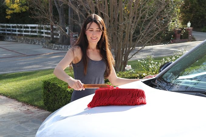 California Car Duster 62442 Standard Car Duster with Wooden Handle,Red