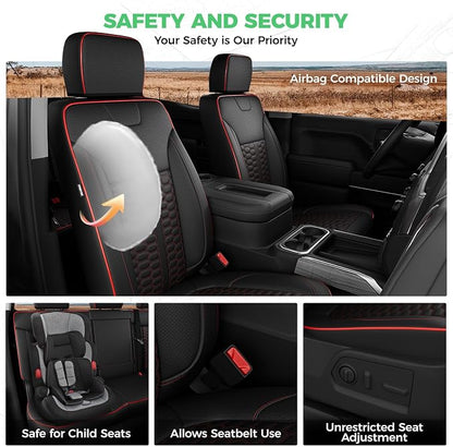 Custom Leather Seat Covers for Silverado/Sierra 1500 2019-2026, 2500HD 3500HD 2020-2026 Crew Cab Full Set with Jump Seat Cover (Armrest Storage Version Only), Truck Accessories