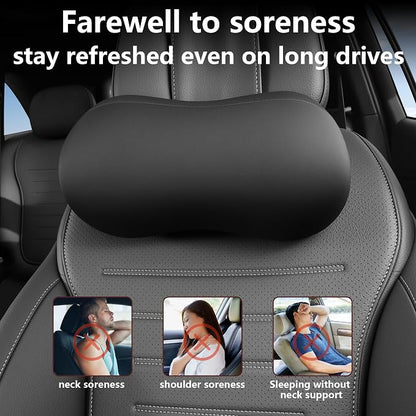 Car Headrest Pillow for Neck Support Memory Foam Car Neck Pillow Universal Fit Head Rest Travel Pillow Car Pillow for Pain Relief While Driving Black 2pc