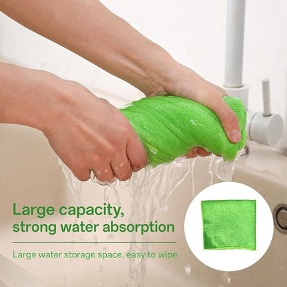 Windshield Cleaner Tool with Extendable Handle, Car Window Cleaning Kit for Inside & Outside Glass, Includes Microfiber Pads, Brush & Bottle (7 Pcs, Green)