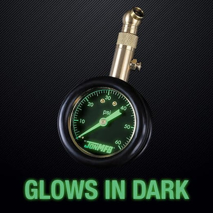 Tire Pressure Gauge for Cars and Trucks. 0-60 PSI Calibrated to ANSI B.40.1 Accuracy. Large 2 Inch Easy to Read Gauge and 360 Degree Rotation for Easy Connection., 200-60R