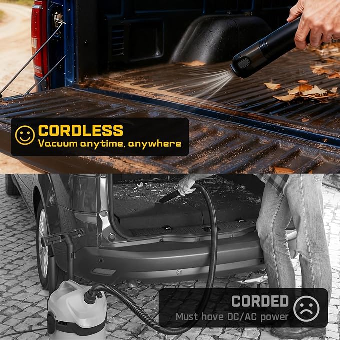 Cordless Car Vacuum Cleaner, 4-in-1 Mini Handheld Vacuum with Blower/Inflator/Deflator, 14kPa Suction, 2 Modes, Type-C Rechargeable for Car, Desk, Keyboard