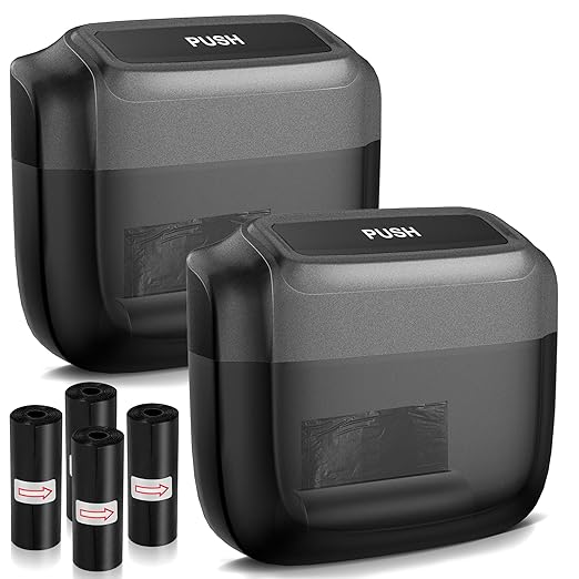 2 Packs Car Trash Can with Lid，Built-in Storage Garbage Bag，Leakproof Vehicle Trash，Car Accessories for Interior,Mini Garbage Bin for Automotive, Office, Kitchen,Bedroom，with 60pcs Trash Bags