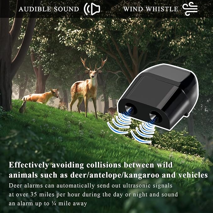 Yourkar 4 PCS Deer Whistles, Deer Warning Devices with Waterproof Adhesive Tapes, Car Save Deer Whistles Avoids Collisions Suitable for Vehicles, Trucks, SUVs, Car Accessories (Black)