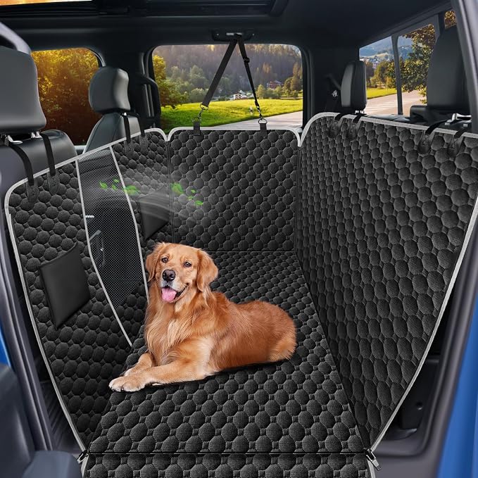 Mancro Waterproof Dog Hammock for Truck, Compatible with F150/RAM, Black | Visible Mesh Window,Great Gift,Storage Pockets,Effortless Cleaning