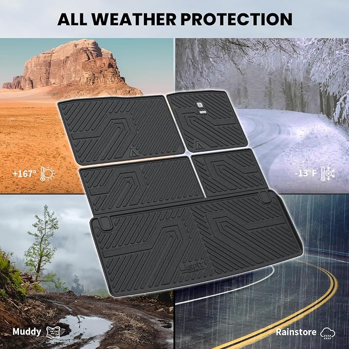 LASFIT Cargo Mat & Backrest Mats for Nissan Armada/Infiniti QX80 2019-2024, All Weather TPE Custom Fit Easy Clean Durable No-Curling Trunk Mat for Armada & QX80, Black