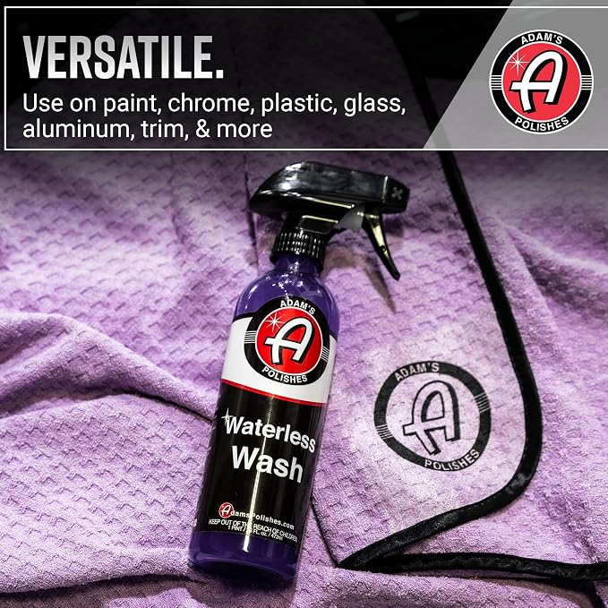 Adam's Polishes Waterless Car Wash Kit - Car Cleaning Supplies for Car Detailing | Safe Ultra Slick Lubricating Formula for Car, Boat, Motorcycle, RV | No Garden Hose, Wash Soap or Foam Cannon Needed