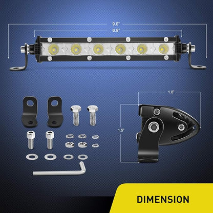 Nilight 2PCS 7 Inch 18W Ultra-Slim Single Row LED Flood Light Bar Fog Light Dricing Light Work Light for Offroad 4x4 Jeeps Trucks ATV UTV SUV Tacoma Subaru