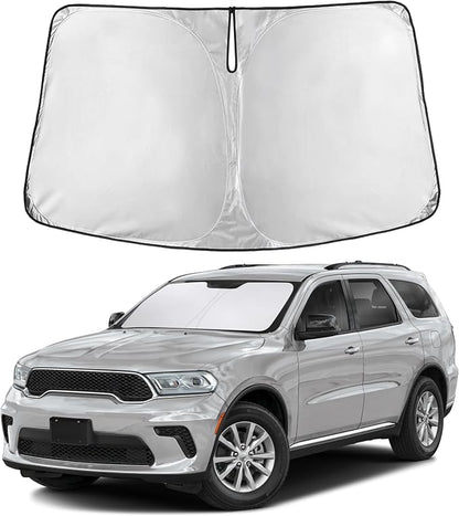EcoNour Windshield Sunshade Compatible for Dodge Durango 2011-2023 2024 2025, Sun Visor for Front Windshield & Window Sun Shade Cover, UV Heat Blocker & Protector, Car Accessories