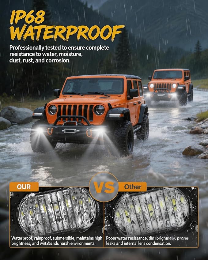 2PCS 3 Inch LED Pod Lights 40W Small Surron Driving Lights | Flood Beam Off Road 4x4 Ditch Lights with DT Wiring Harness Kit Work Light Cube Bumper Lights Fog Light for Truck Motorcycle