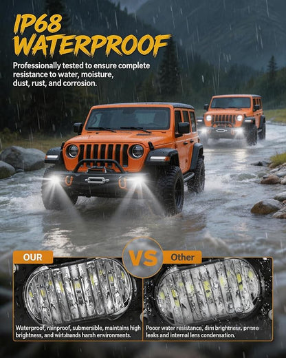 2PCS 3 Inch LED Pod Lights 40W Small Surron Driving Lights | Flood Beam Off Road 4x4 Ditch Lights with DT Wiring Harness Kit Work Light Cube Bumper Lights Fog Light for Truck Motorcycle