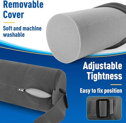CushZone Lumbar Roll Support Pillow for Office Chair, Car, Gaming Chair, Memory Foam Back Cushion with Washable Cover for Relieving Back Pain & Improving Posture,Grey